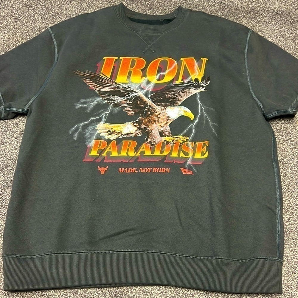 Under Armour Project Rock Iron Paradise Cutoff Sweatshirt Men L 1367037-010 - Picture 1 of 5